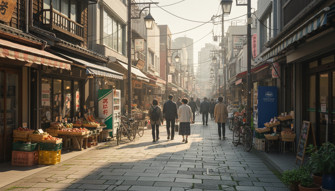港区三田の商店街と地域の生活施設