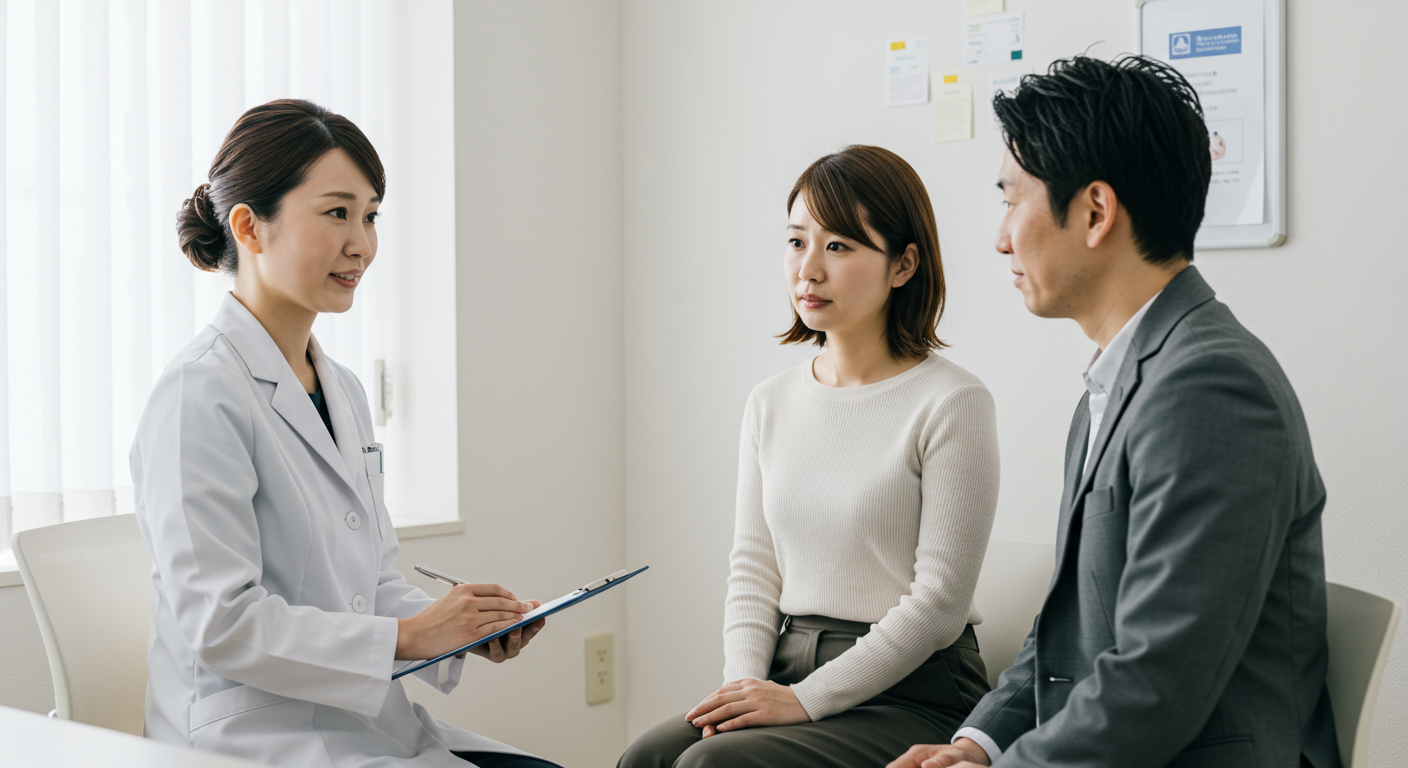 夫婦がカウンセラーと話し合う様子