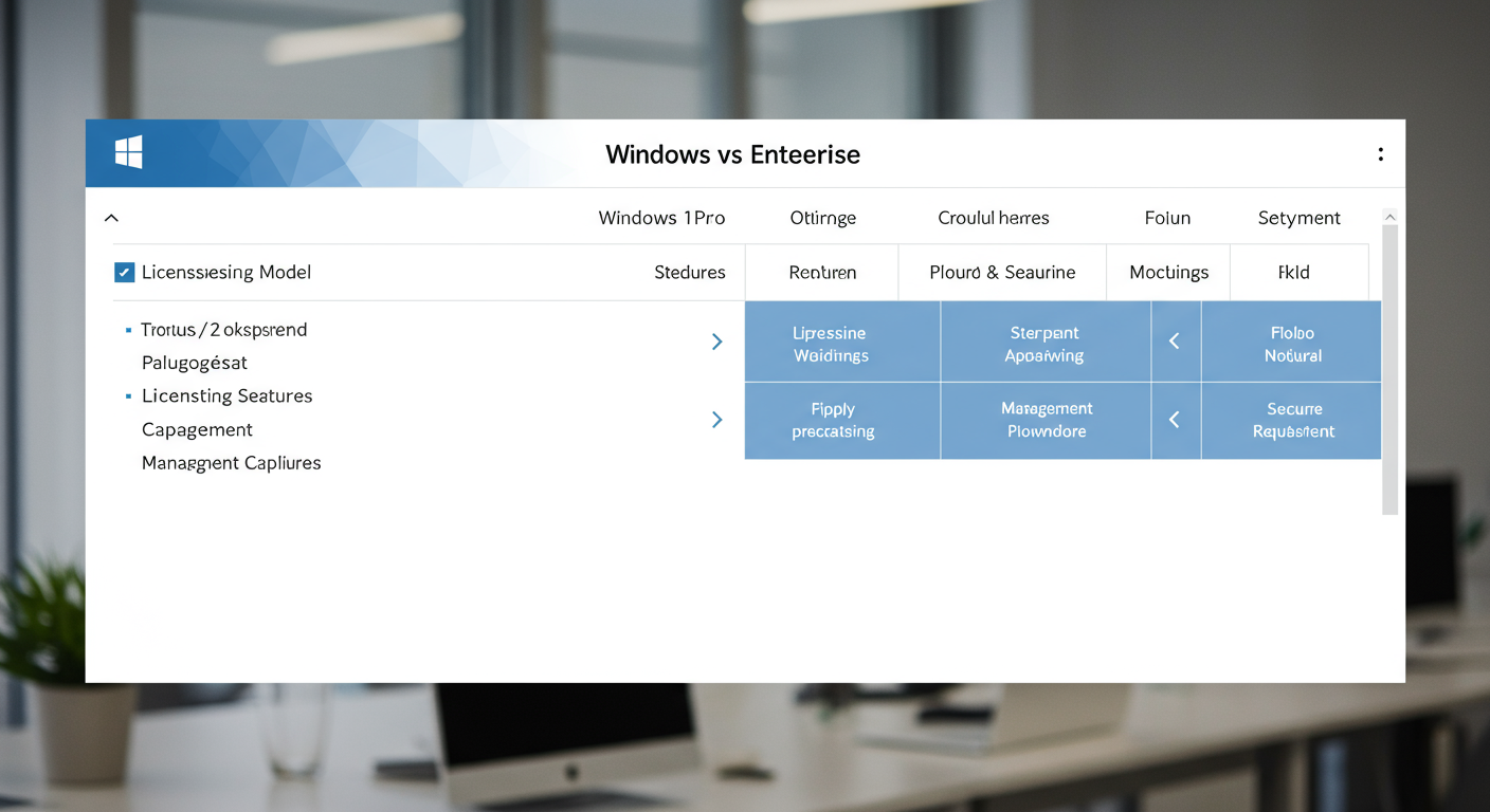Windows 11 ProとEnterpriseの違いを示す比較表