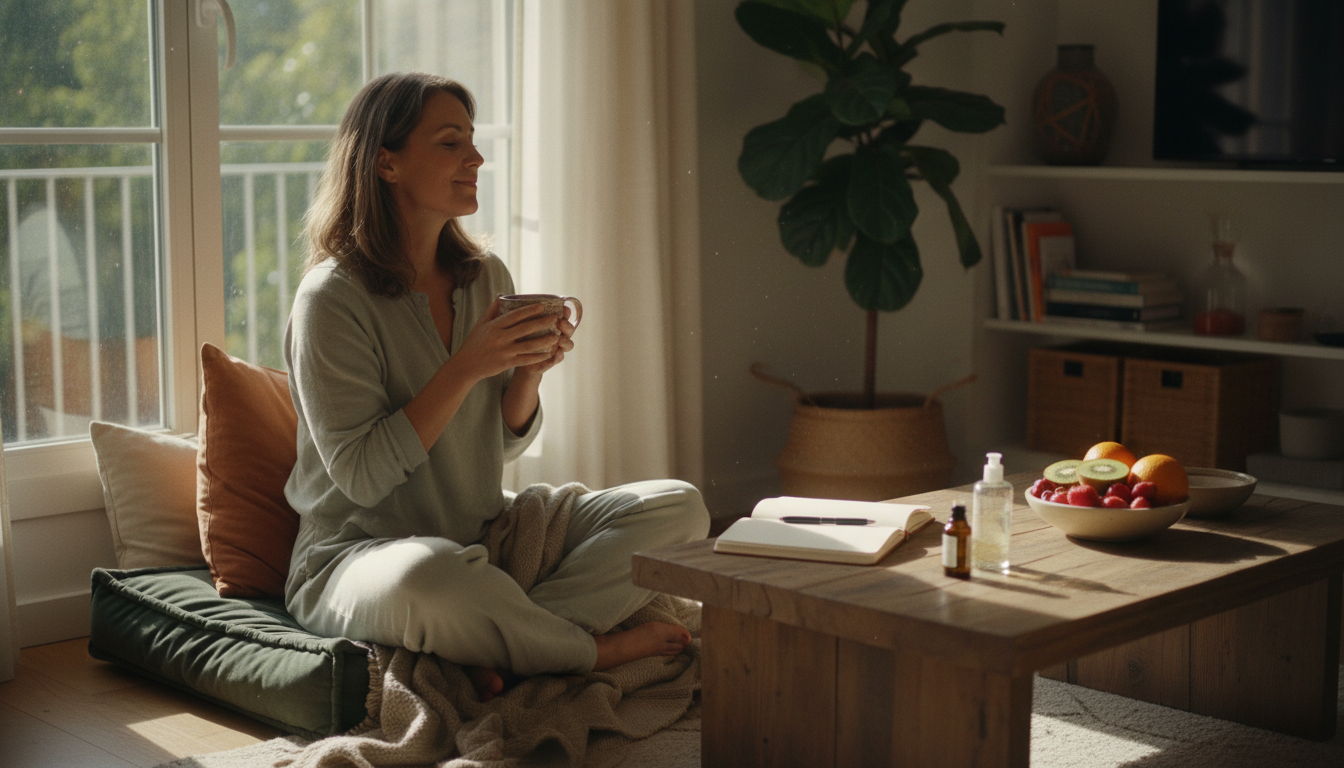 40代女性の健康的なライフスタイルと体重管理のイメージ