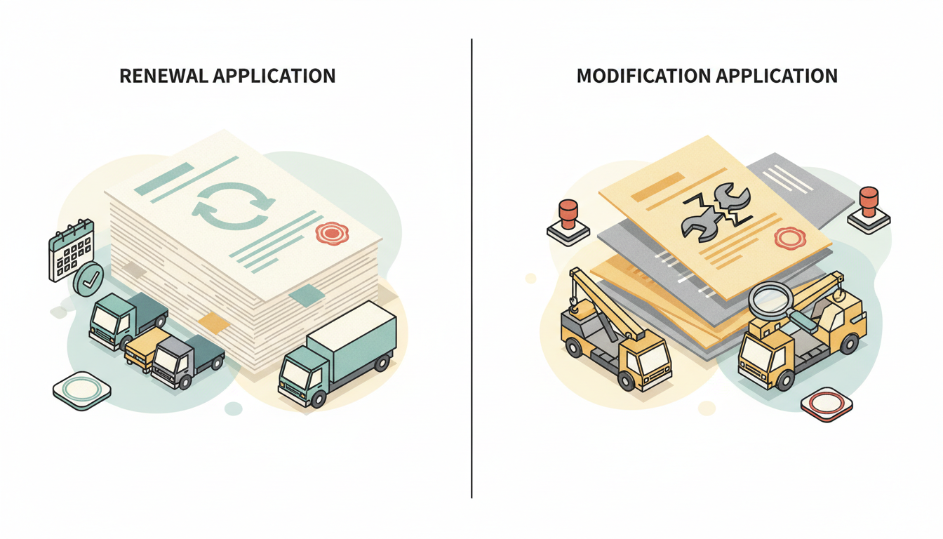 更新申請と変更申請の違いを示す比較図