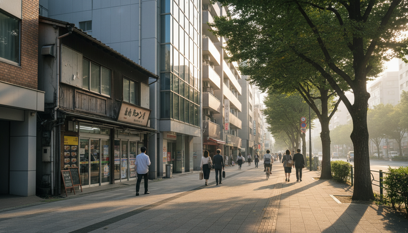 港区三田駅周辺の街並みと賃貸マンション