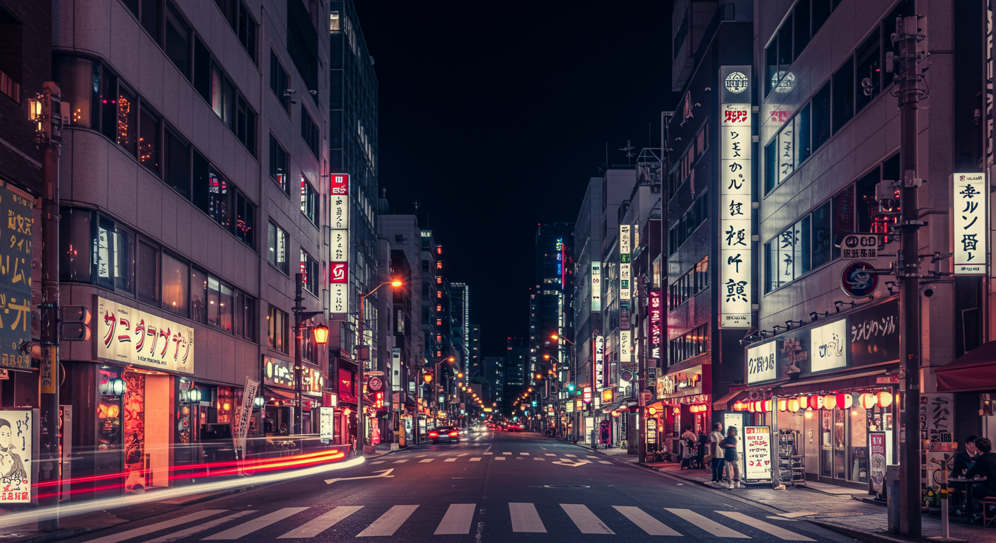 港区の繁華街の夜景