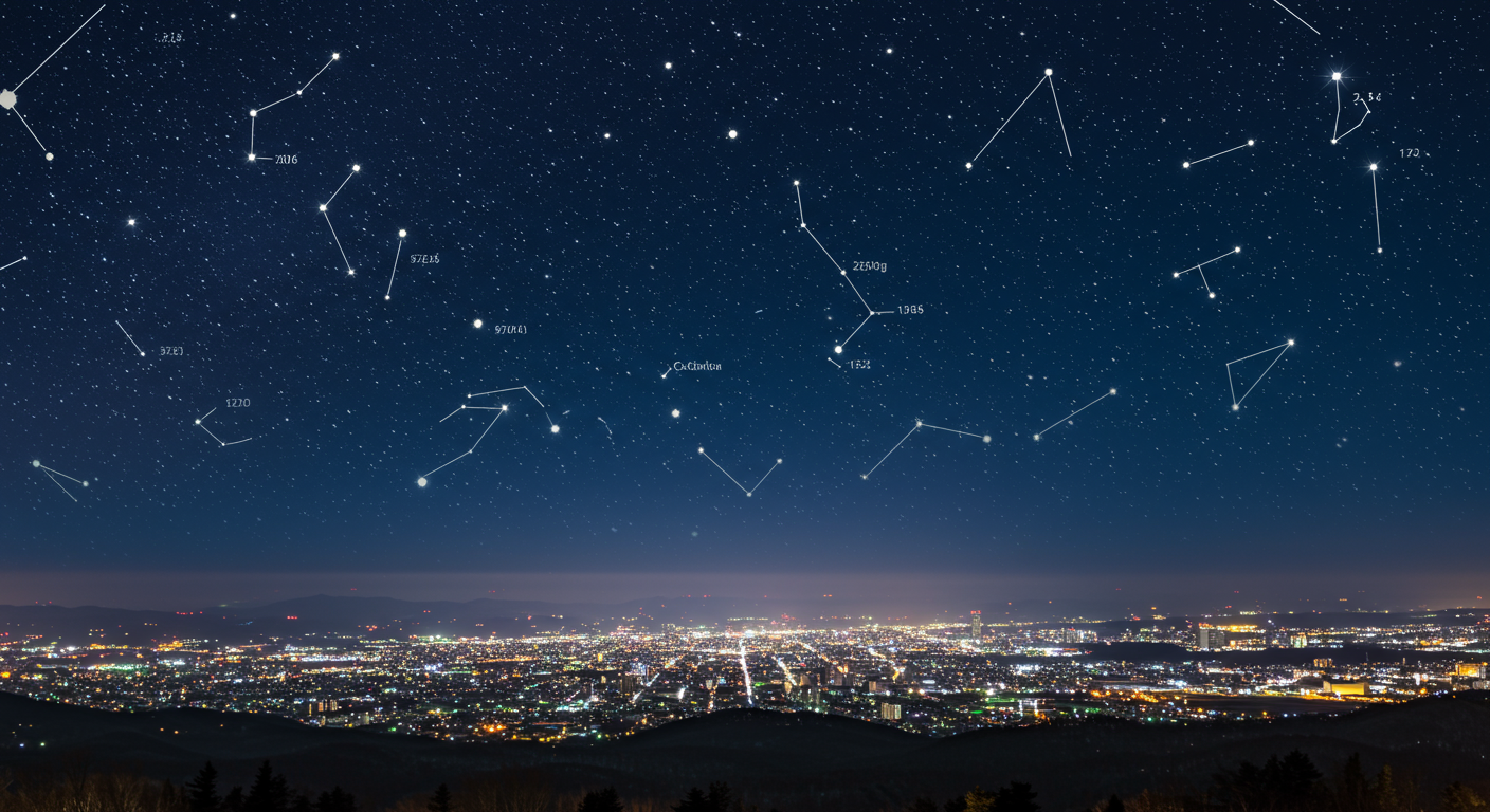 札幌の夜空に輝く星座と占星術チャート