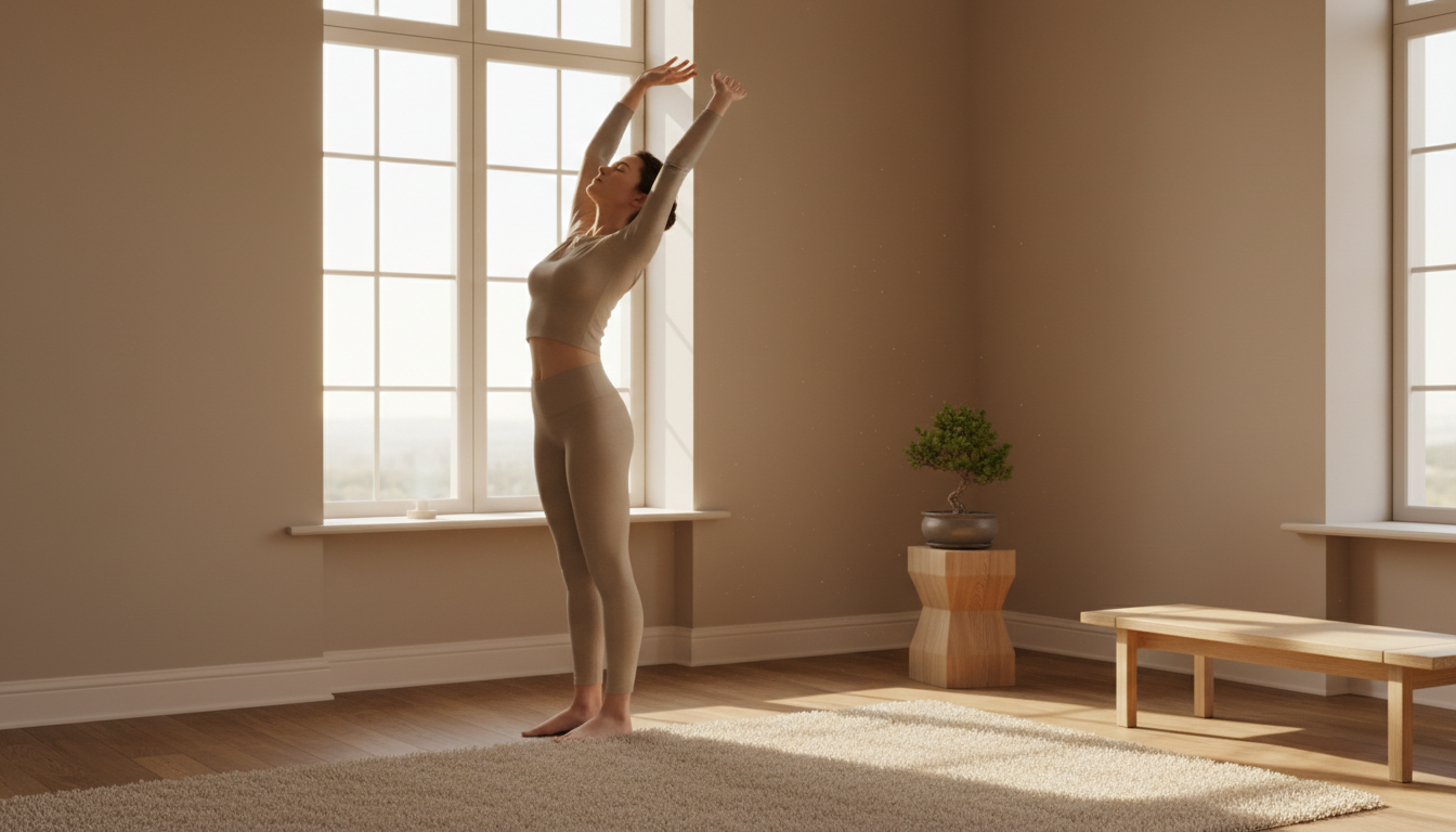 フレイル予防運動で筋力を維持する高齢女性のイメージ