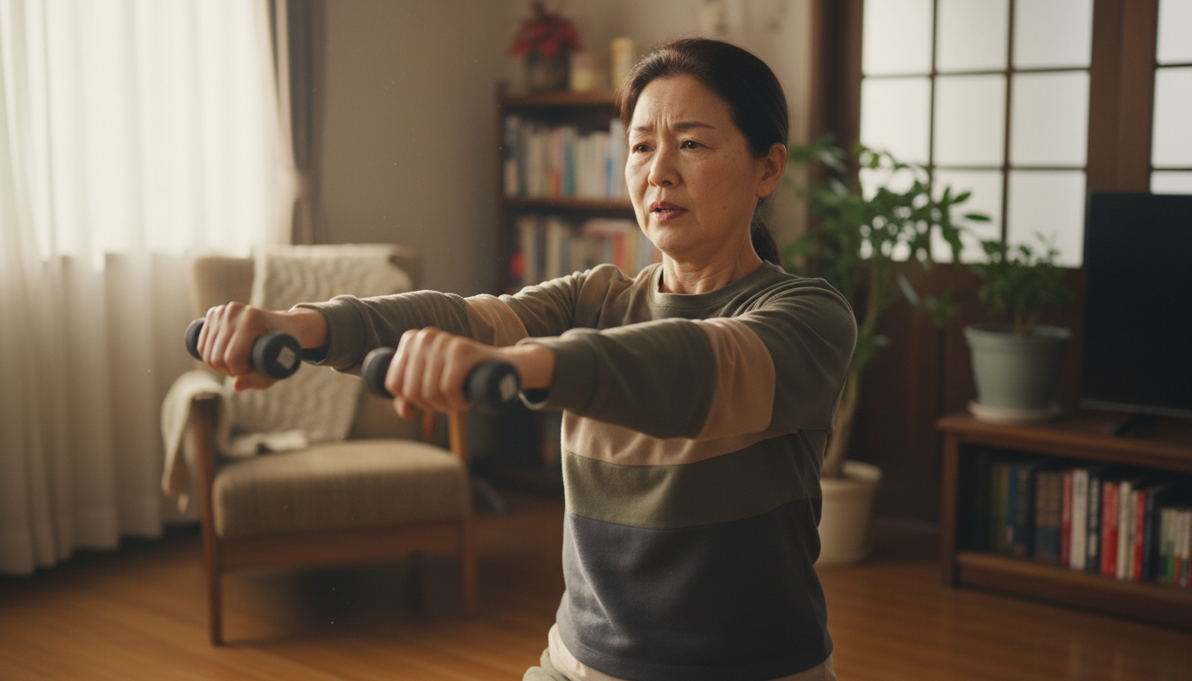 60代女性の筋トレ実践風景