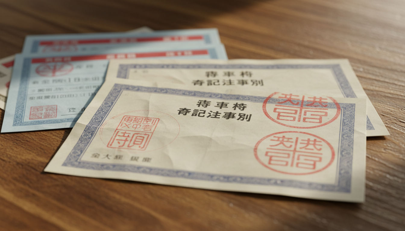 特殊車両通行許可証と期限切れ通知書類のイメージ