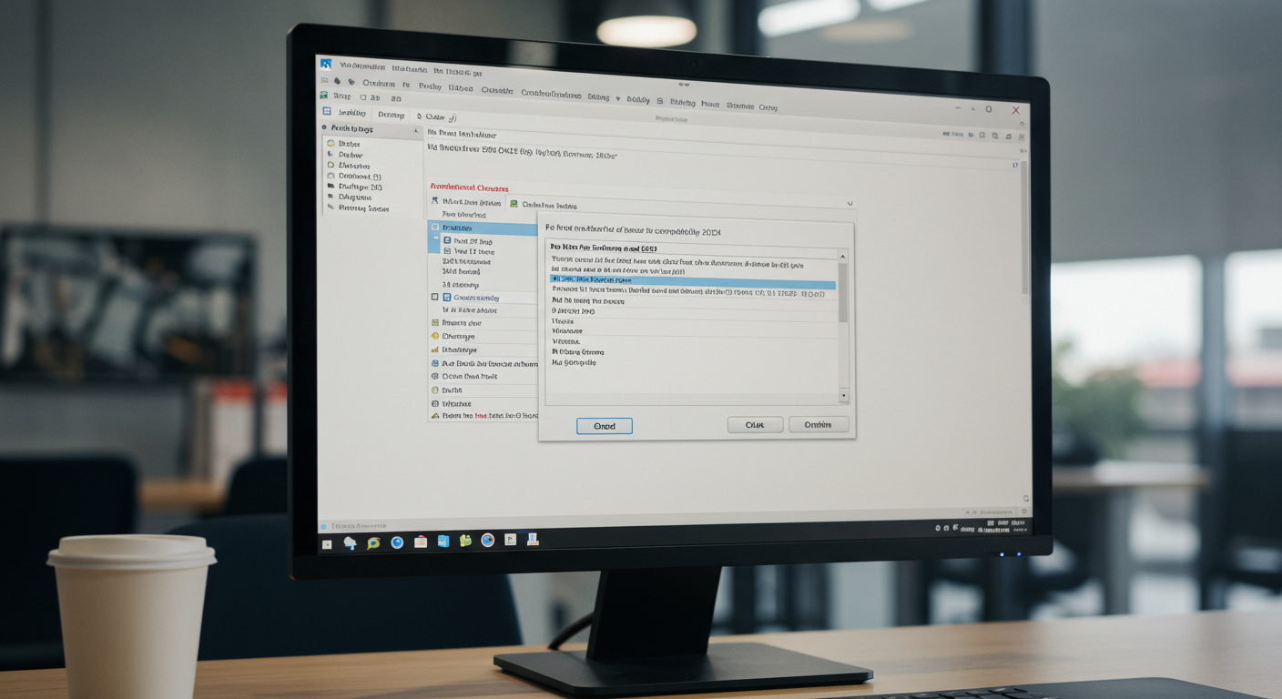 Office 2024の互換性問題を示すパソコン画面