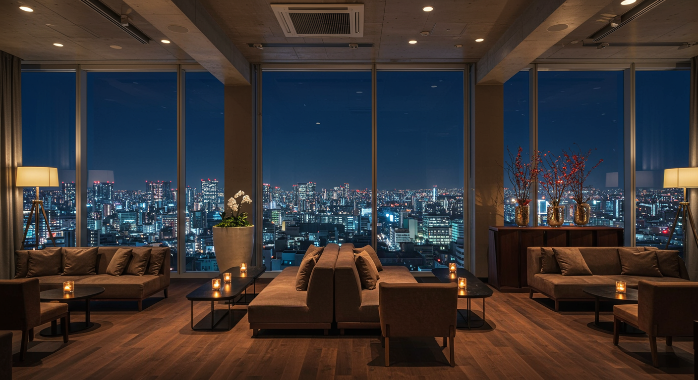 新宿の夜景が見えるパーティー会場
