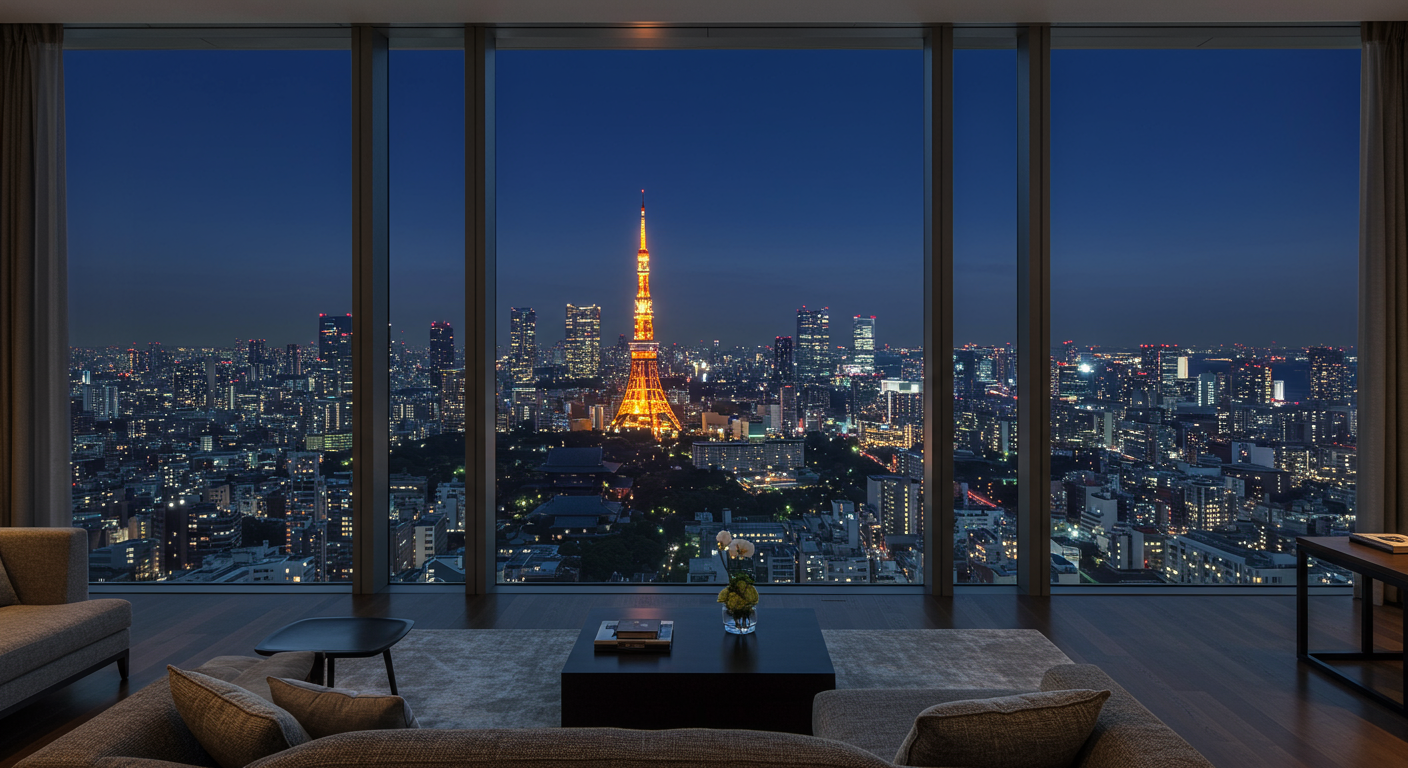愛宕エリアの高級マンションからの夜景