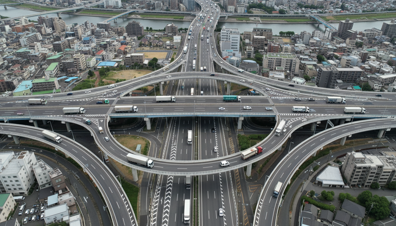 特殊車両通行許可制度の概要と一般制限値の説明図