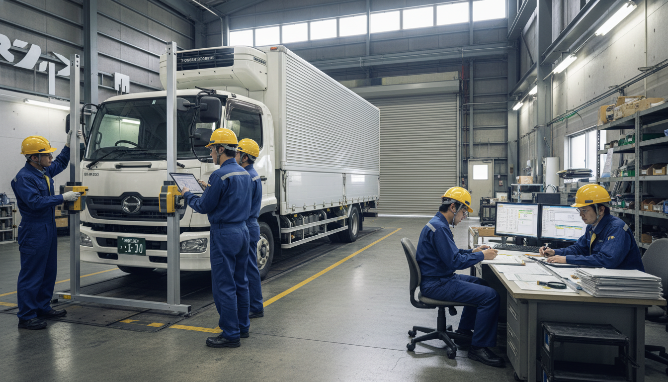 特殊車両の寸法測定と車検証確認