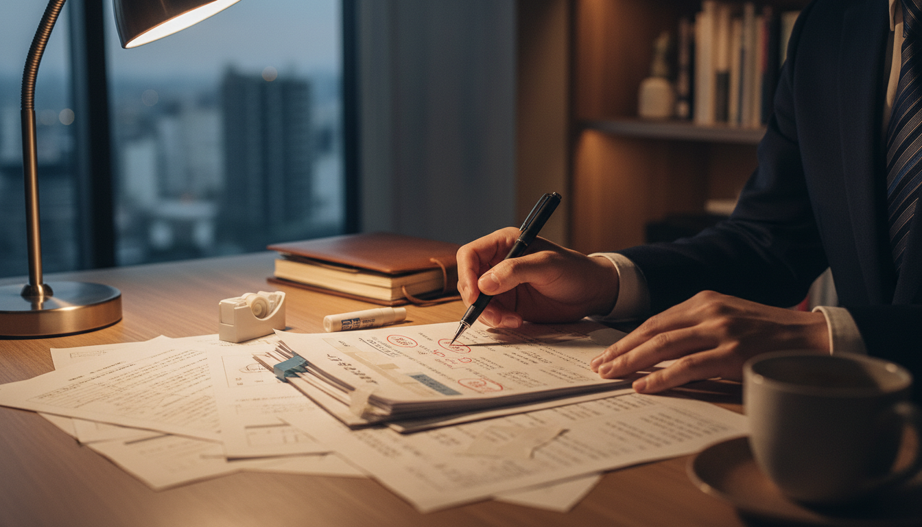 申請書類の確認と修正作業