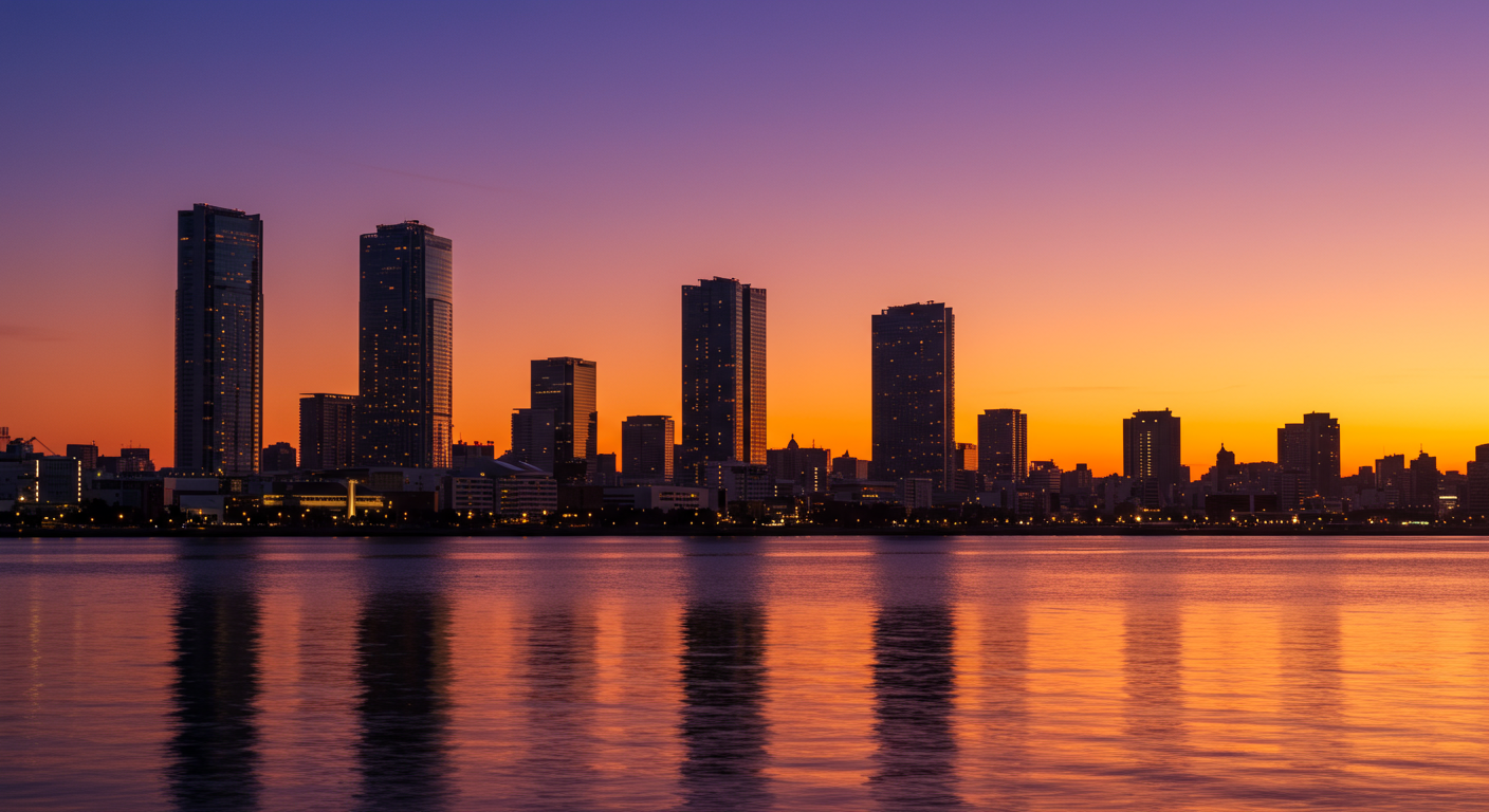 港区海岸エリアの夕暮れ時の風景