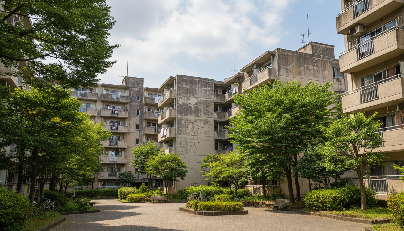 都営住宅の外観と緑豊かな環境