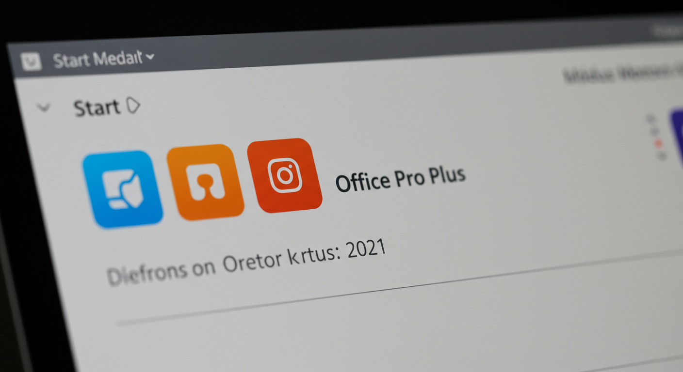 Office Pro Plus 2021の主要アプリケーションが表示されたスタートメニュー