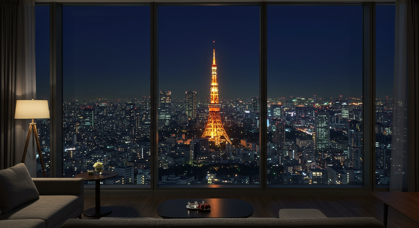 麻布台エリアの高級マンションからの夜景