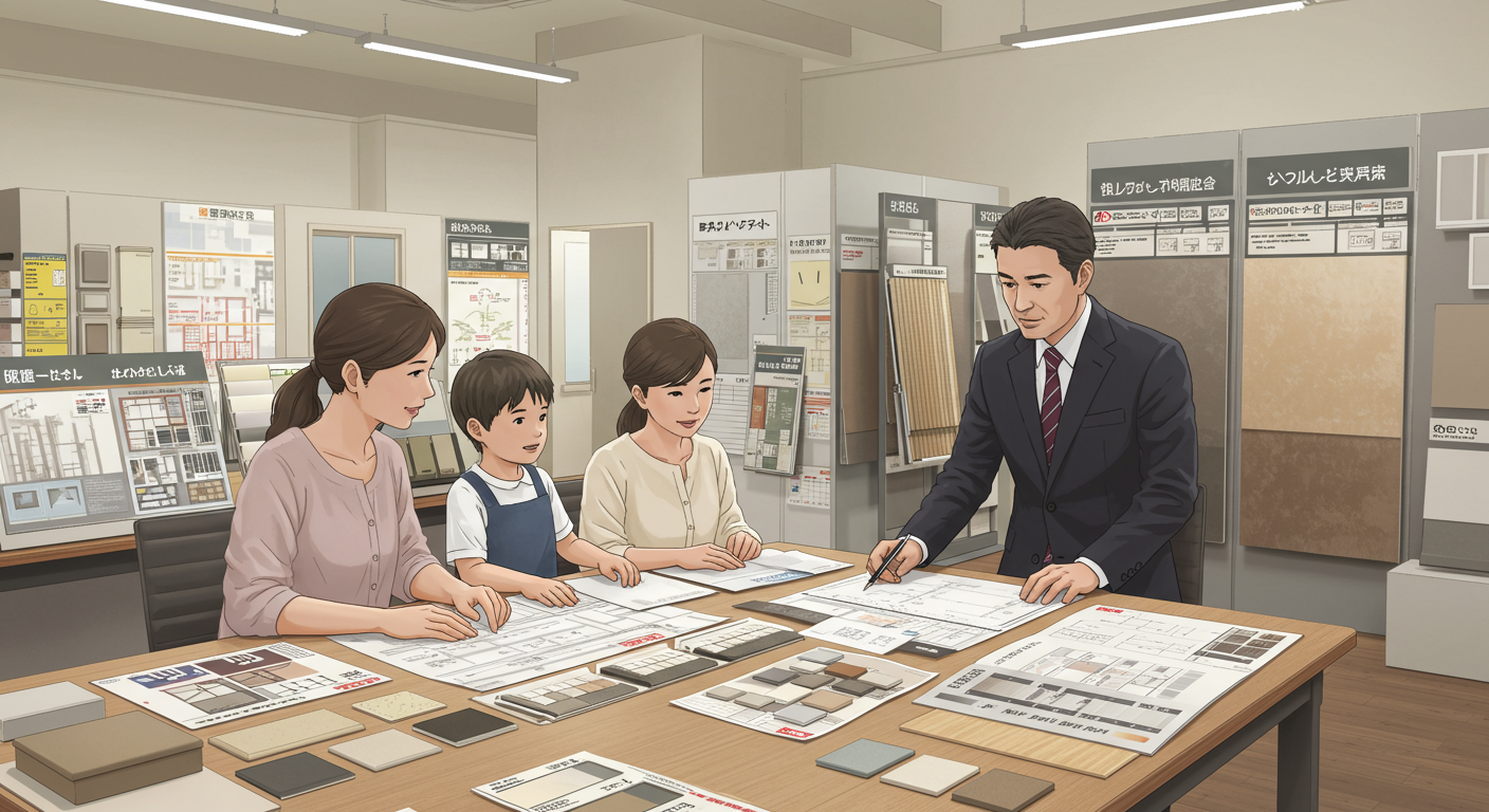 家づくりの打ち合わせでオプション工事を検討している様子