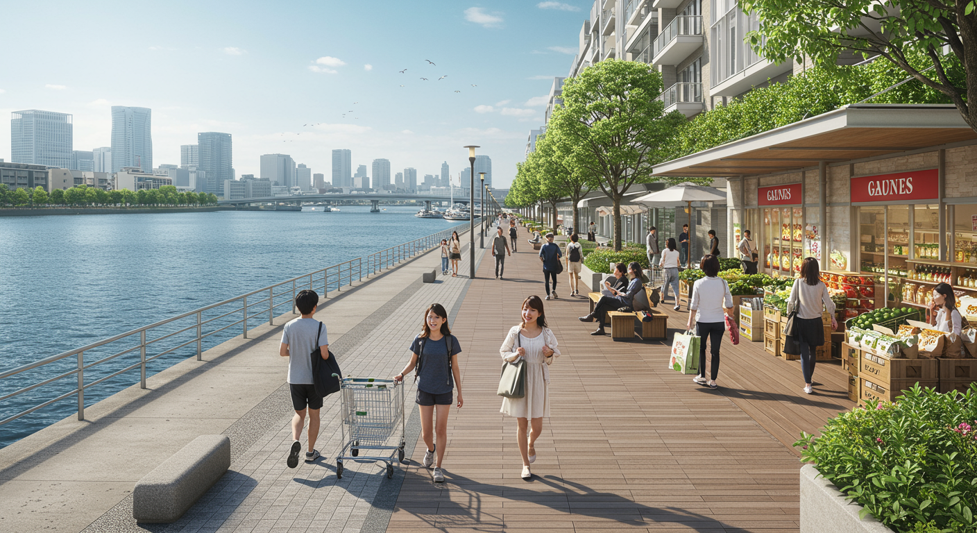 港区海岸エリアの日常生活風景