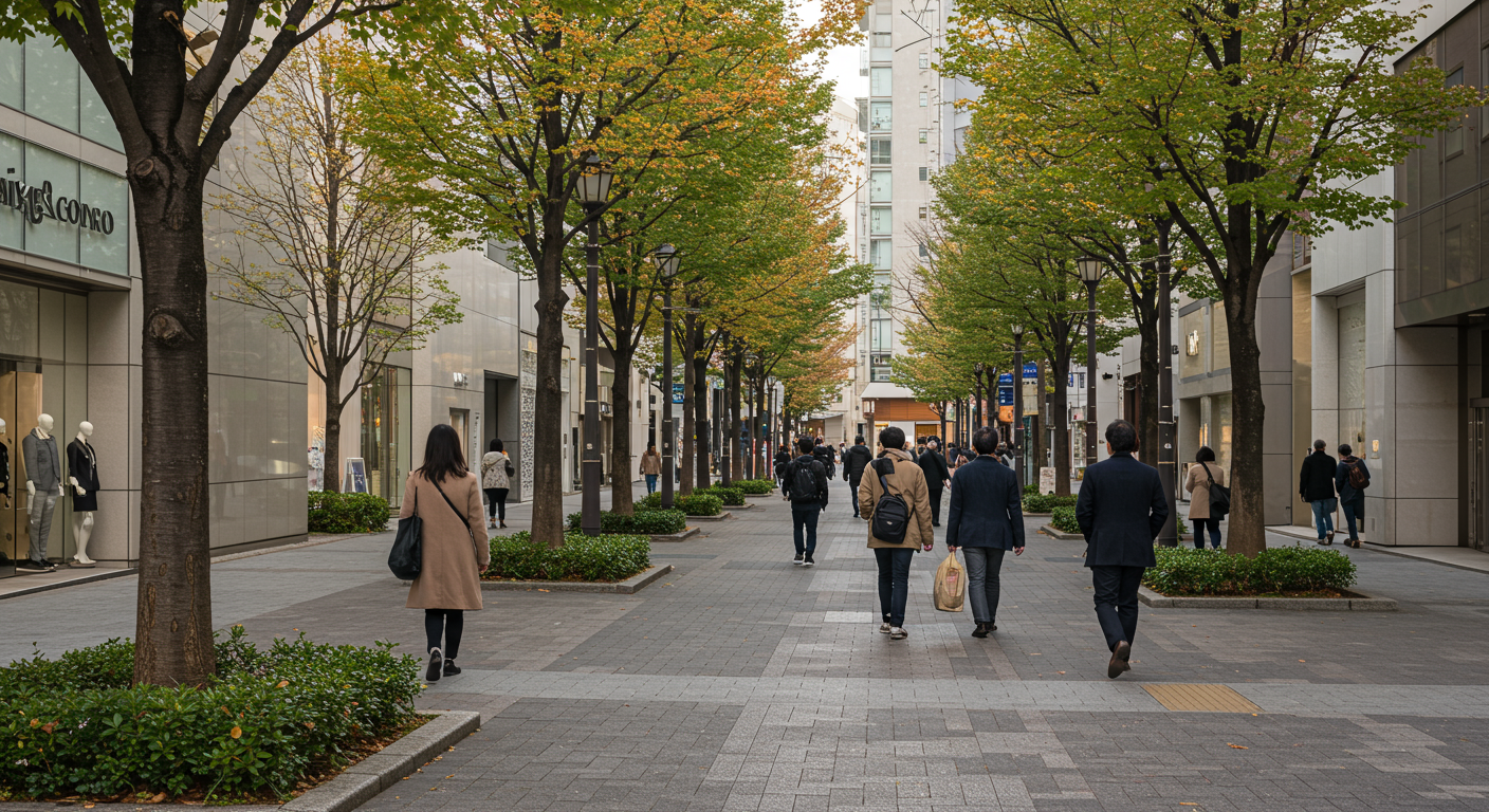 表参道駅周辺の街並みと人々