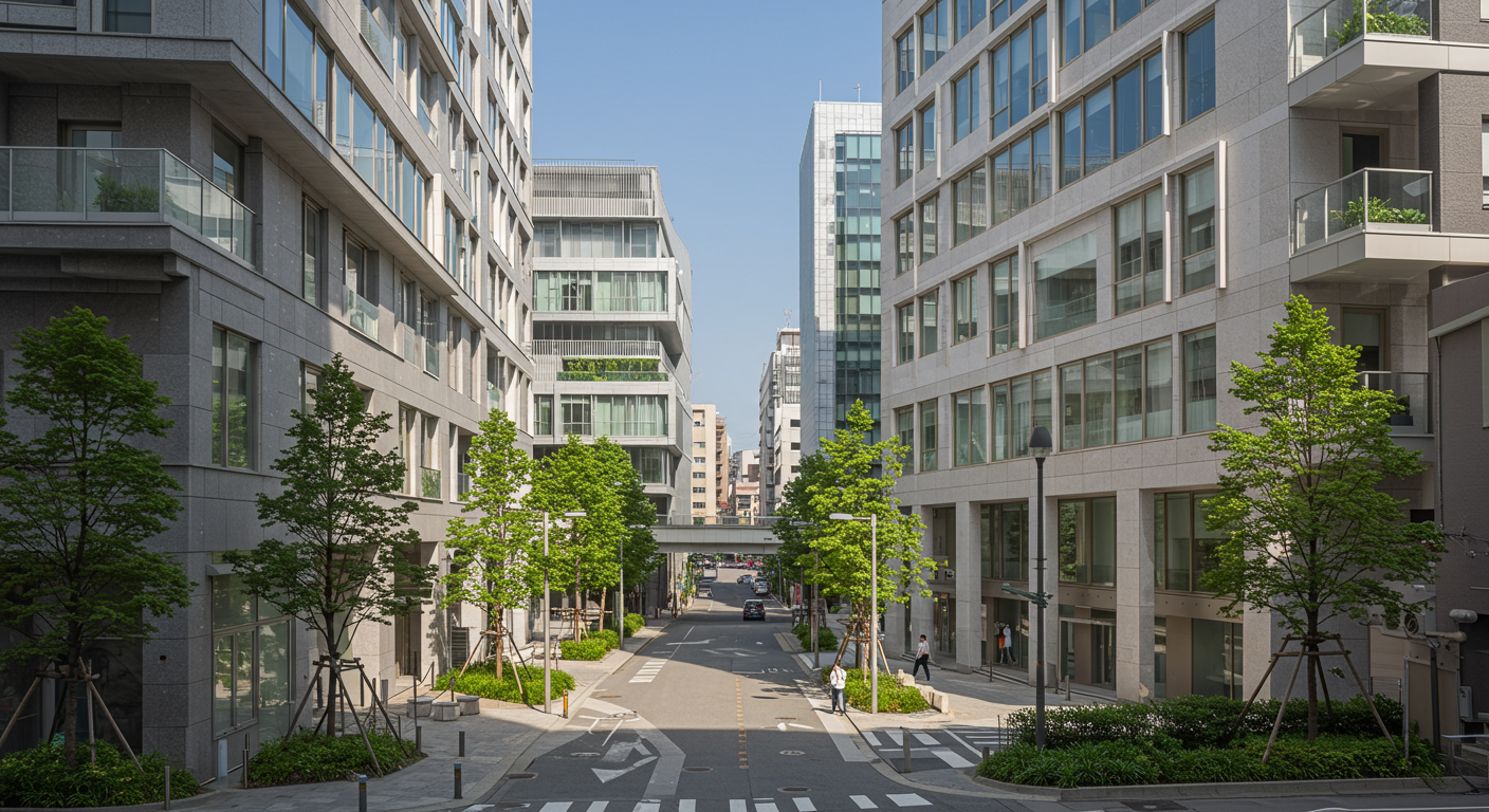 北青山の街並みと新しい建築物