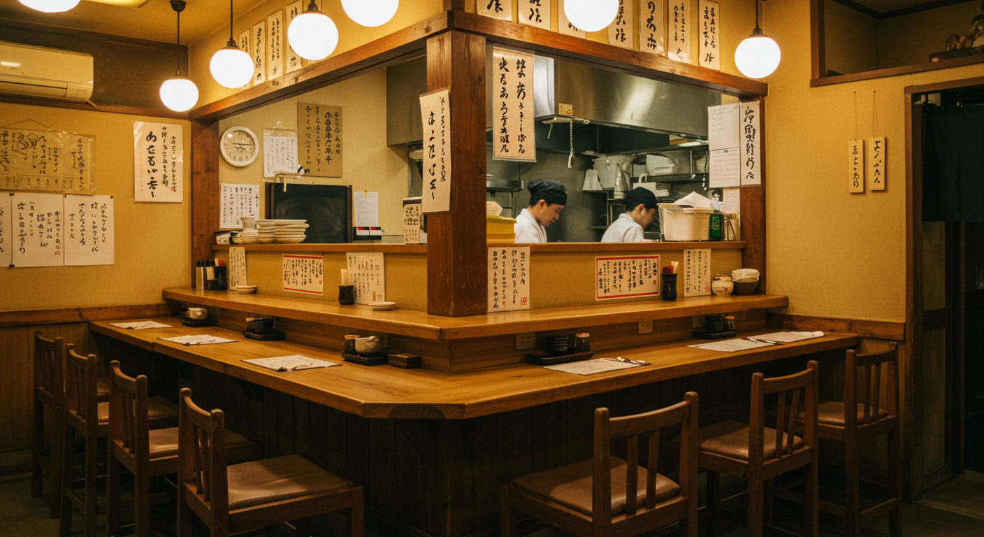 低利益率でも長続きする老舗飲食店の店内風景