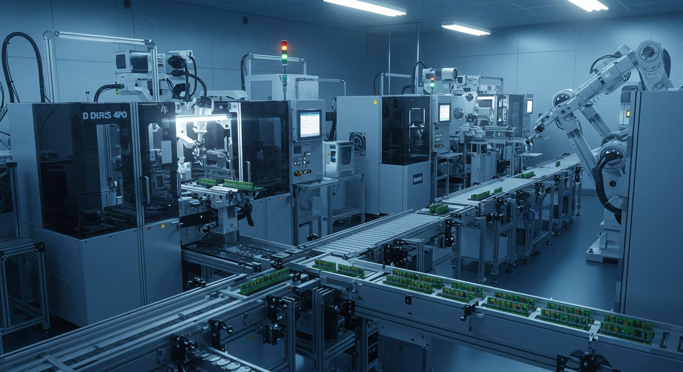 DDR4からDDR5への移行を示す半導体製造ライン