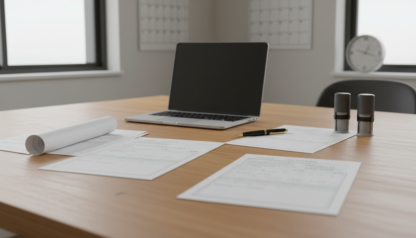 特殊車両通行許可申請書類と審査期間のイメージ