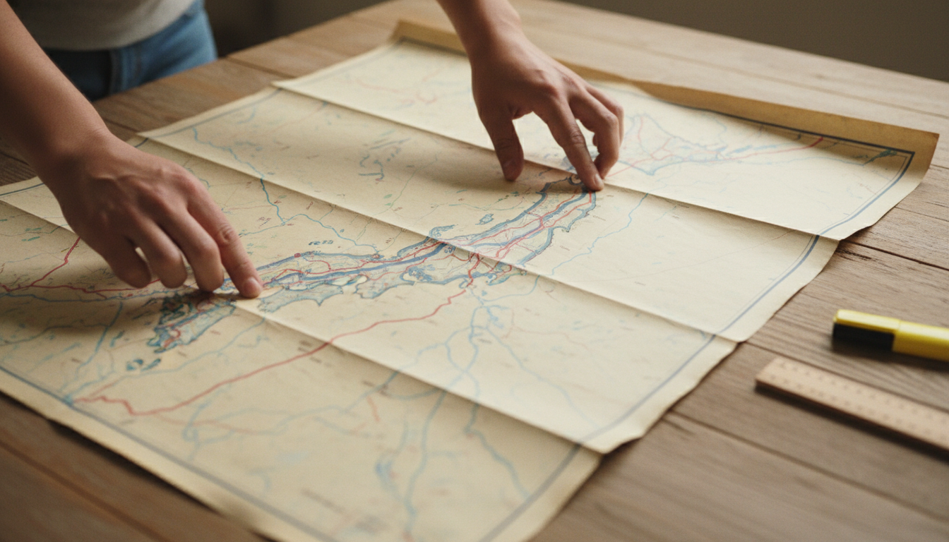 特殊車両の通行経路を確認する様子