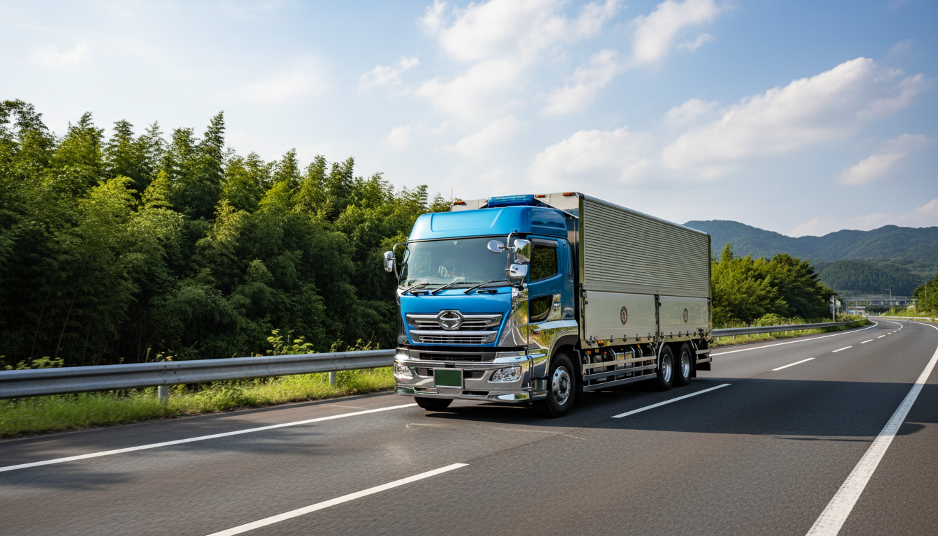 特殊車両が道路を通行する様子