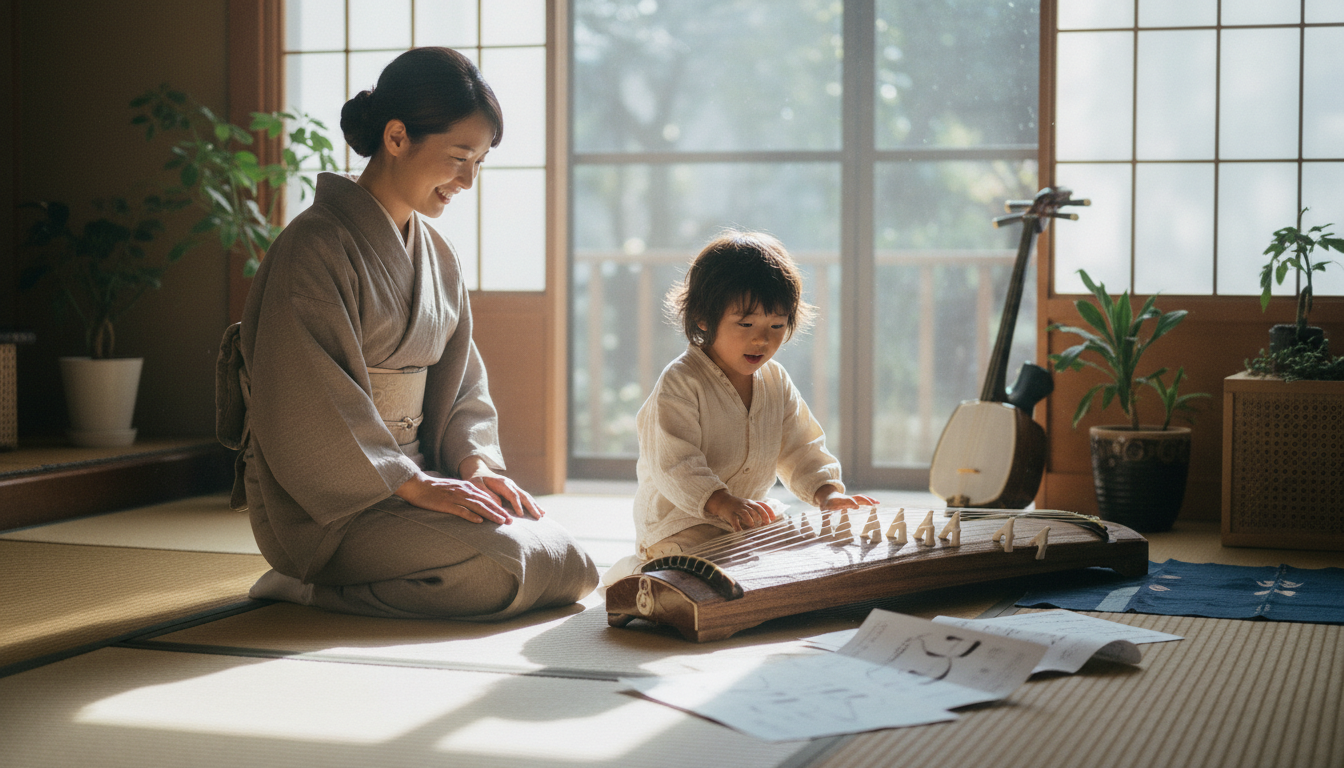親子で音楽を楽しむ様子