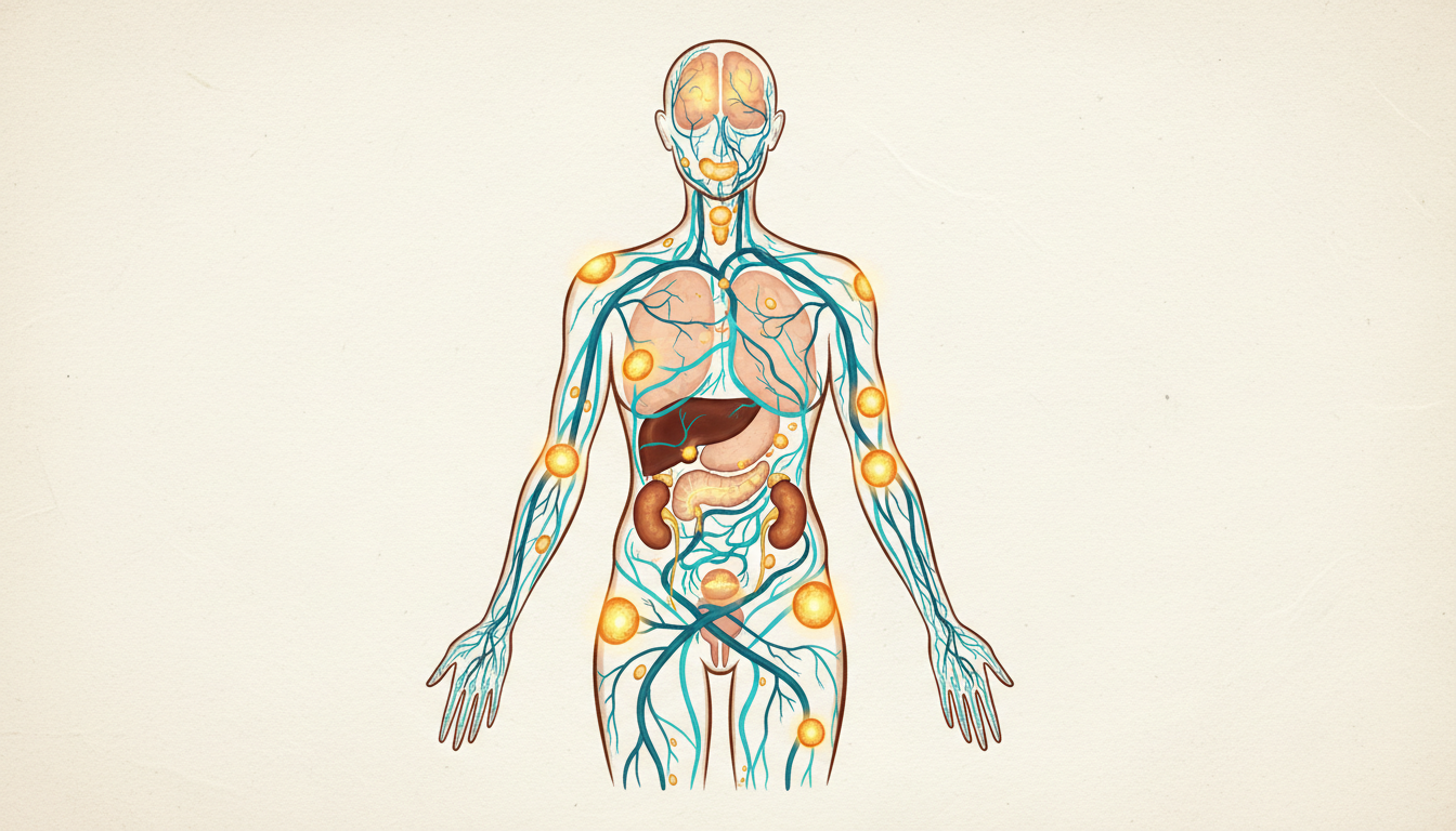 ホルモン分泌の仕組みと内分泌腺の働きを示すイラスト
