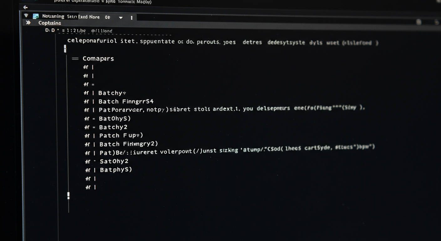 Windows 11でバッチファイルを作成している様子