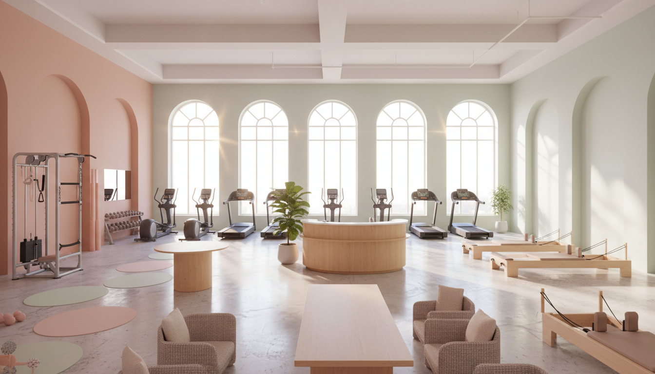 女性専用ジムでトレーニングする女性