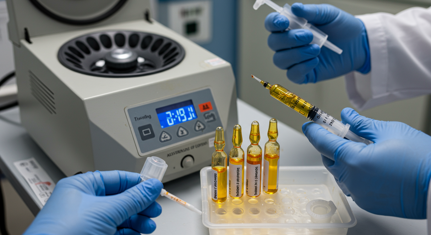 PRP療法による膝関節治療の様子