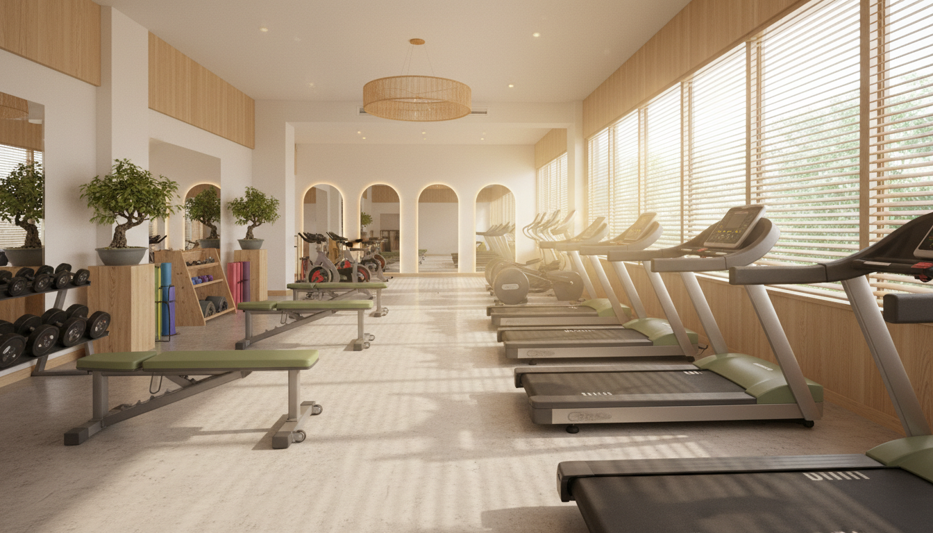 女性専用ジムでトレーニングする様子