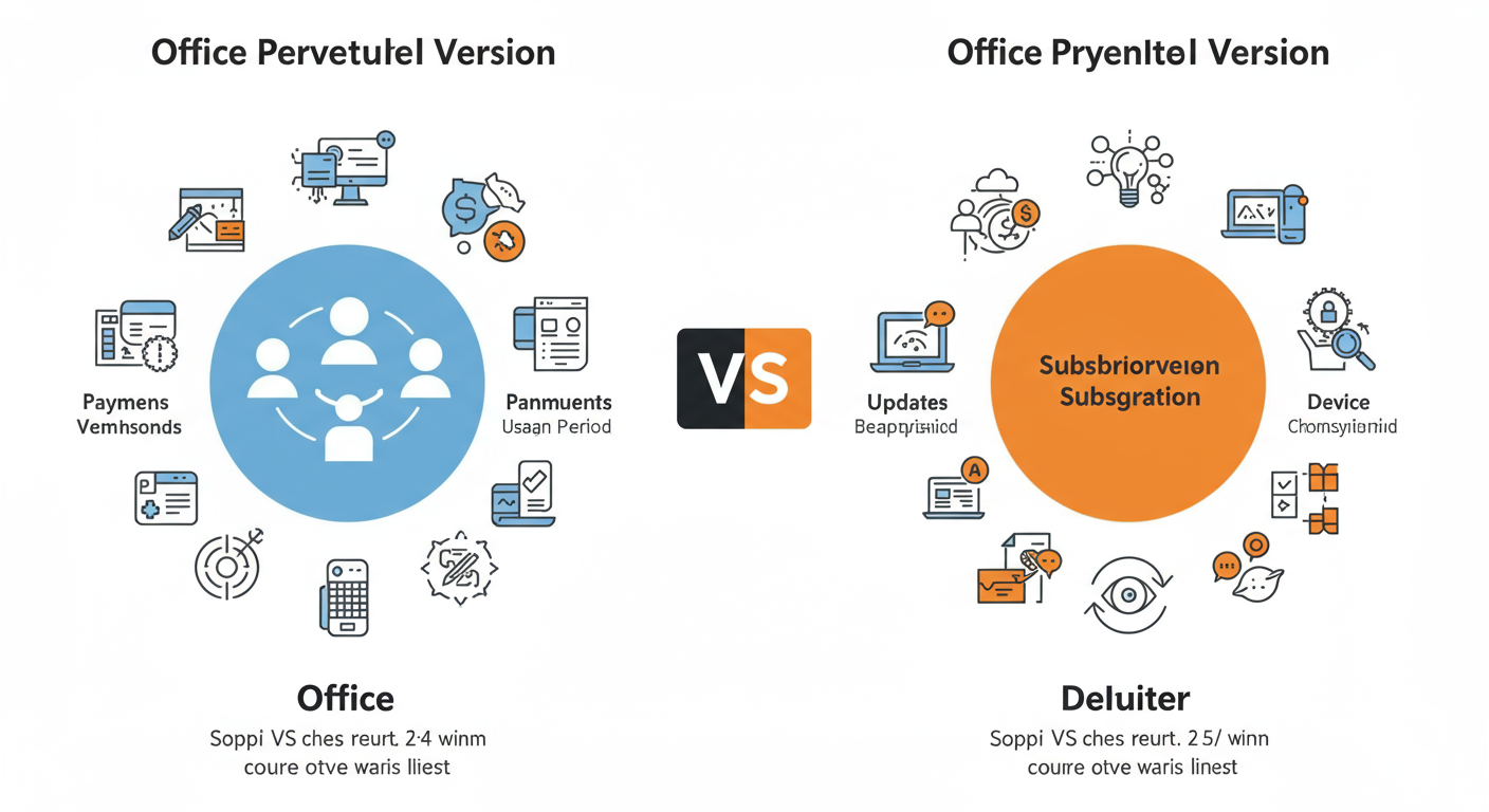 Office永続版とサブスクリプション版の比較イメージ