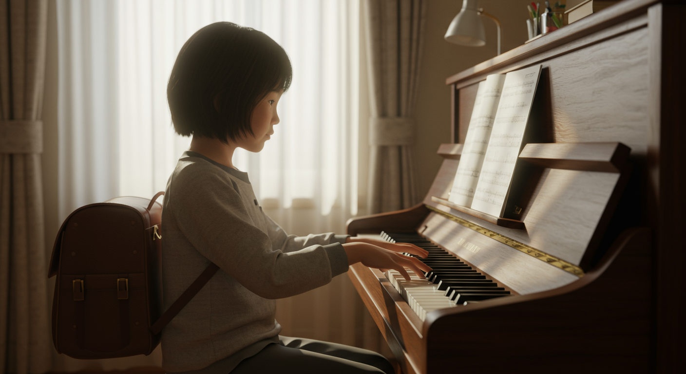 子どもが短時間でピアノに触れる様子