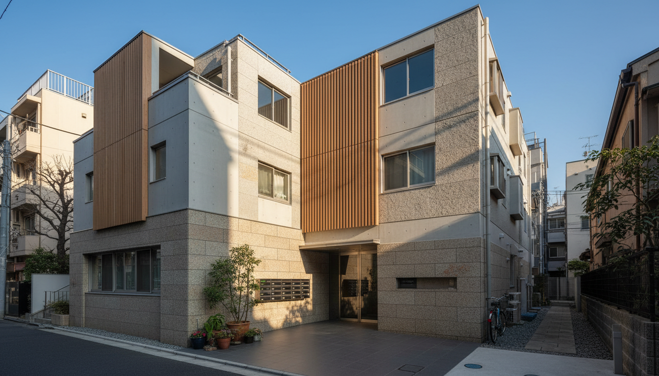 月島駅周辺の単身者向けワンルームマンションの外観
