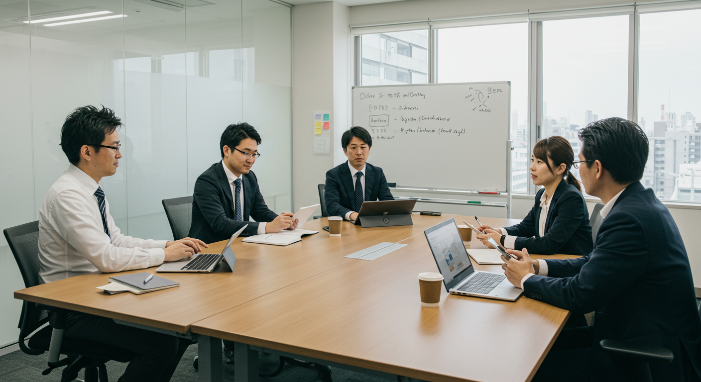 企業でのOffice導入検討会議の様子