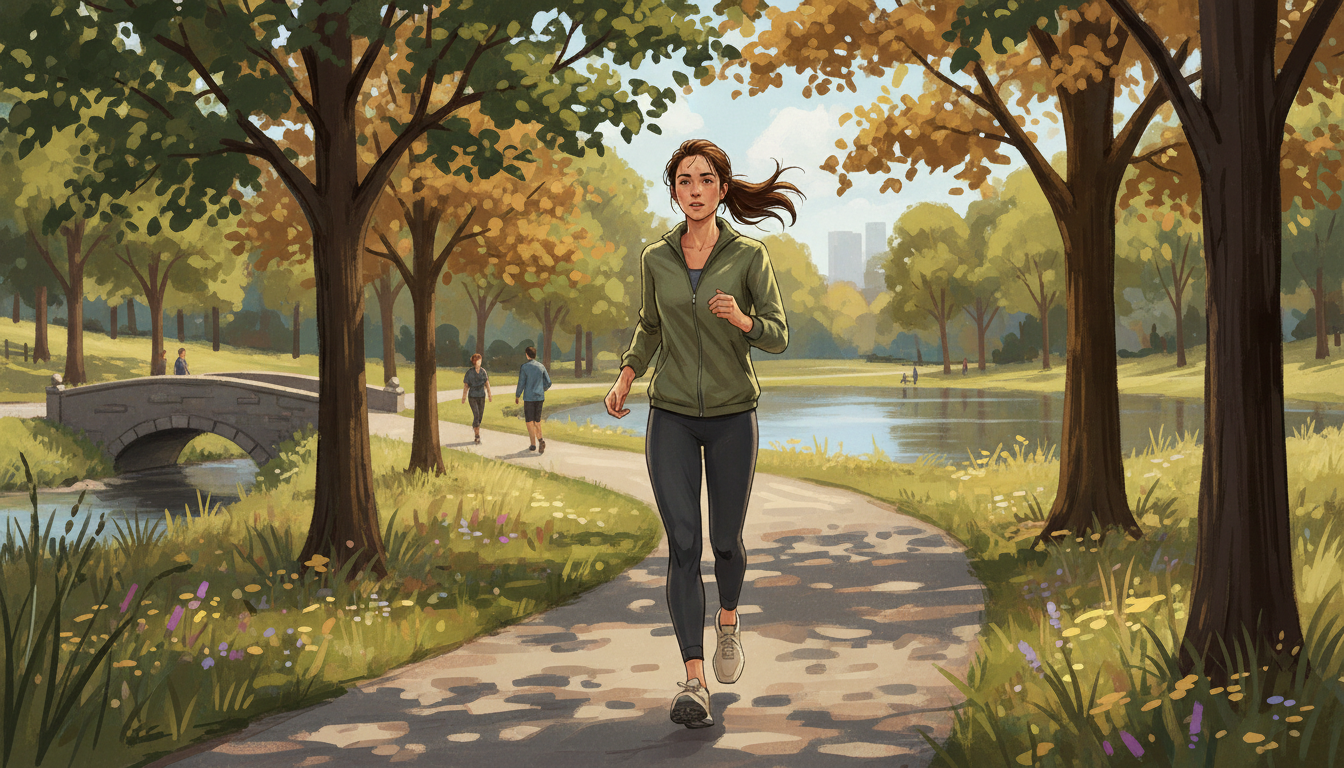 ウォーキングする女性 健康的な運動習慣 イラスト