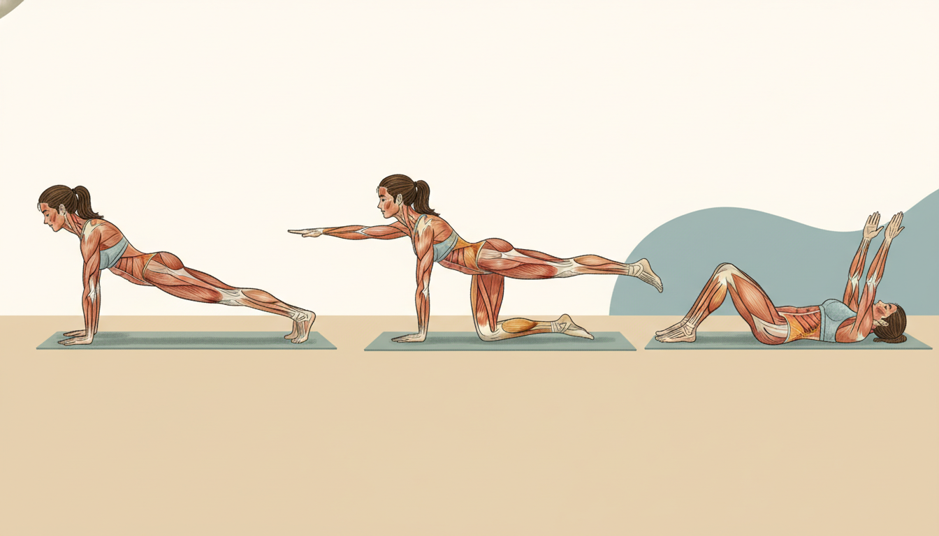 女性の体幹トレーニング 下腹部引き締め運動 イラスト