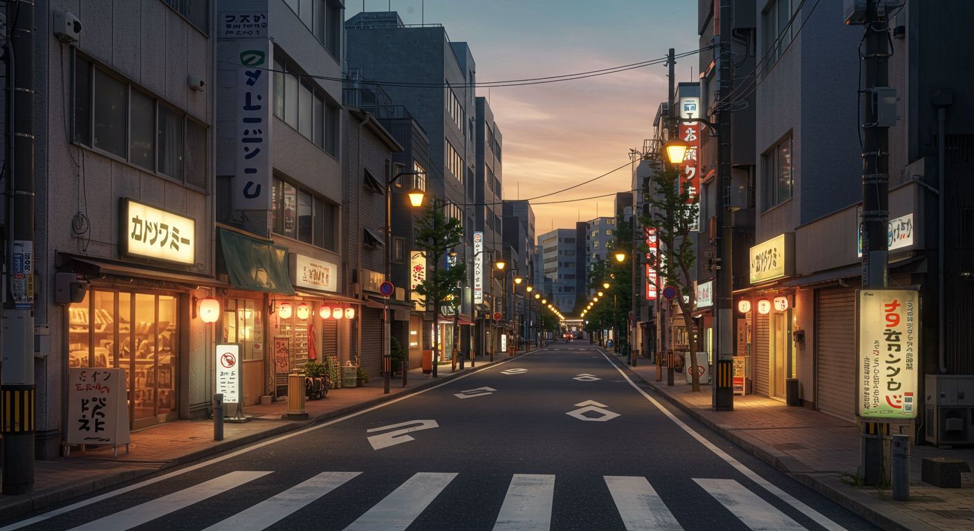 麻布十番の夜の街並み