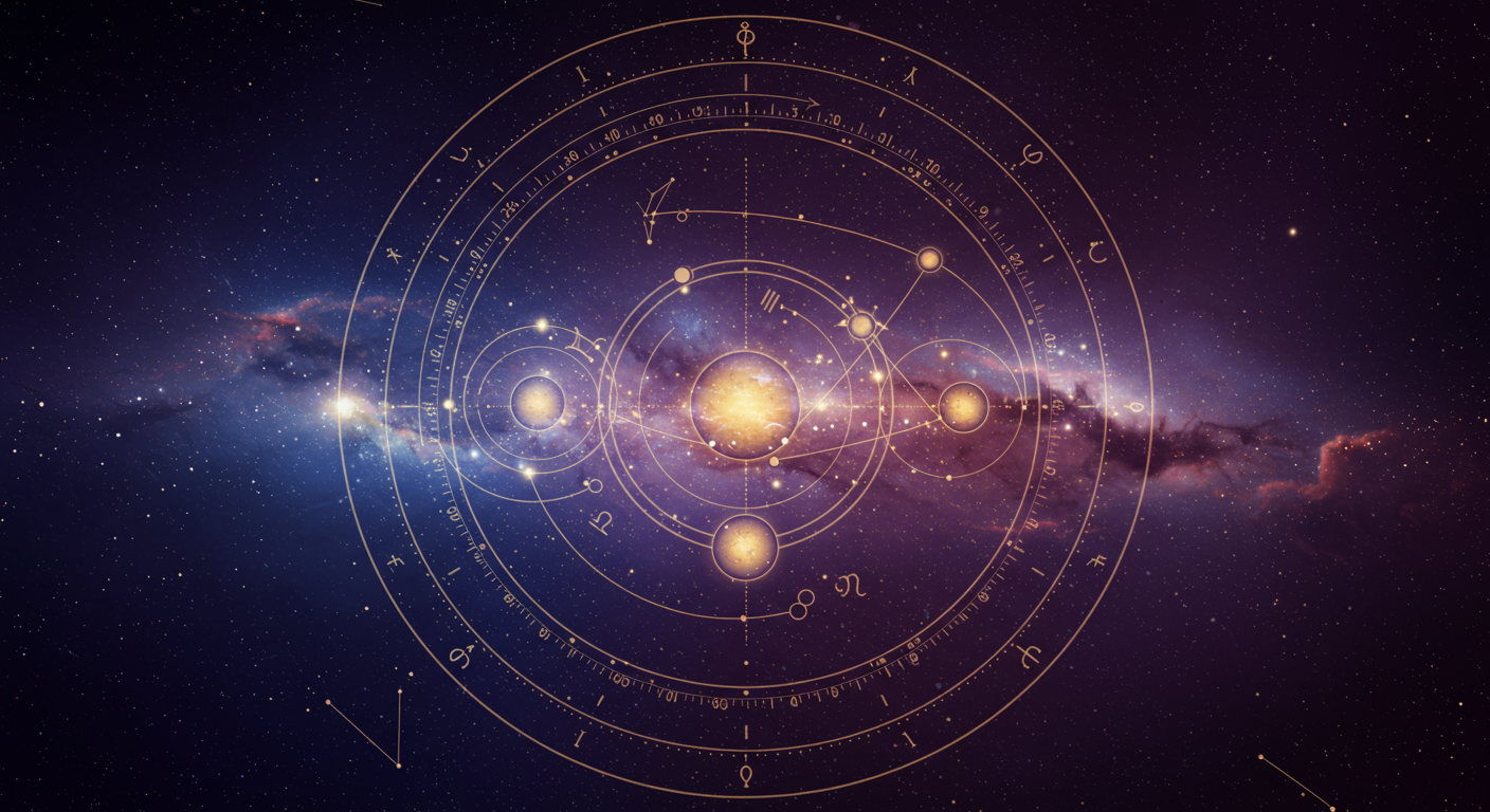 惑星間の調和的なアスペクト図