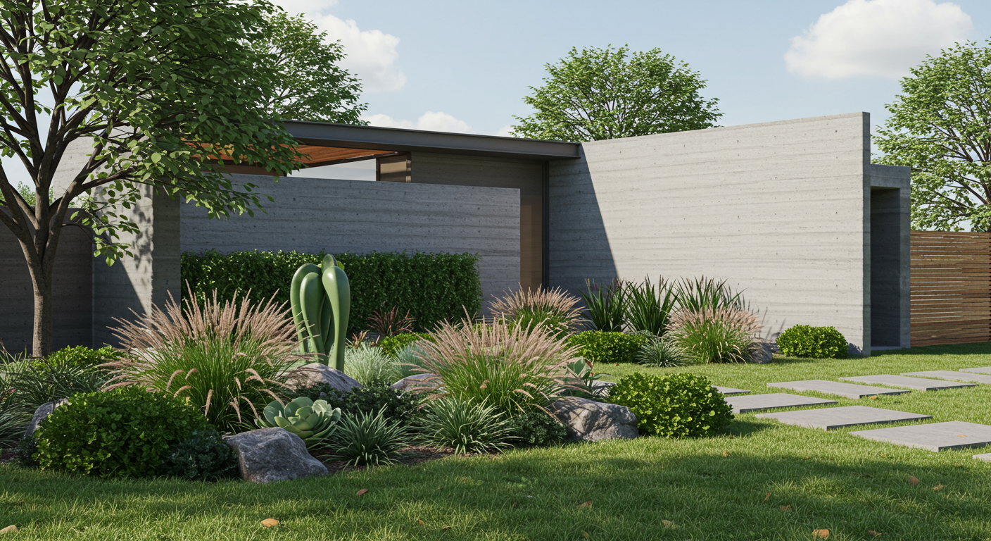 3Dプリンター住宅に適した植栽と外構デザインの例