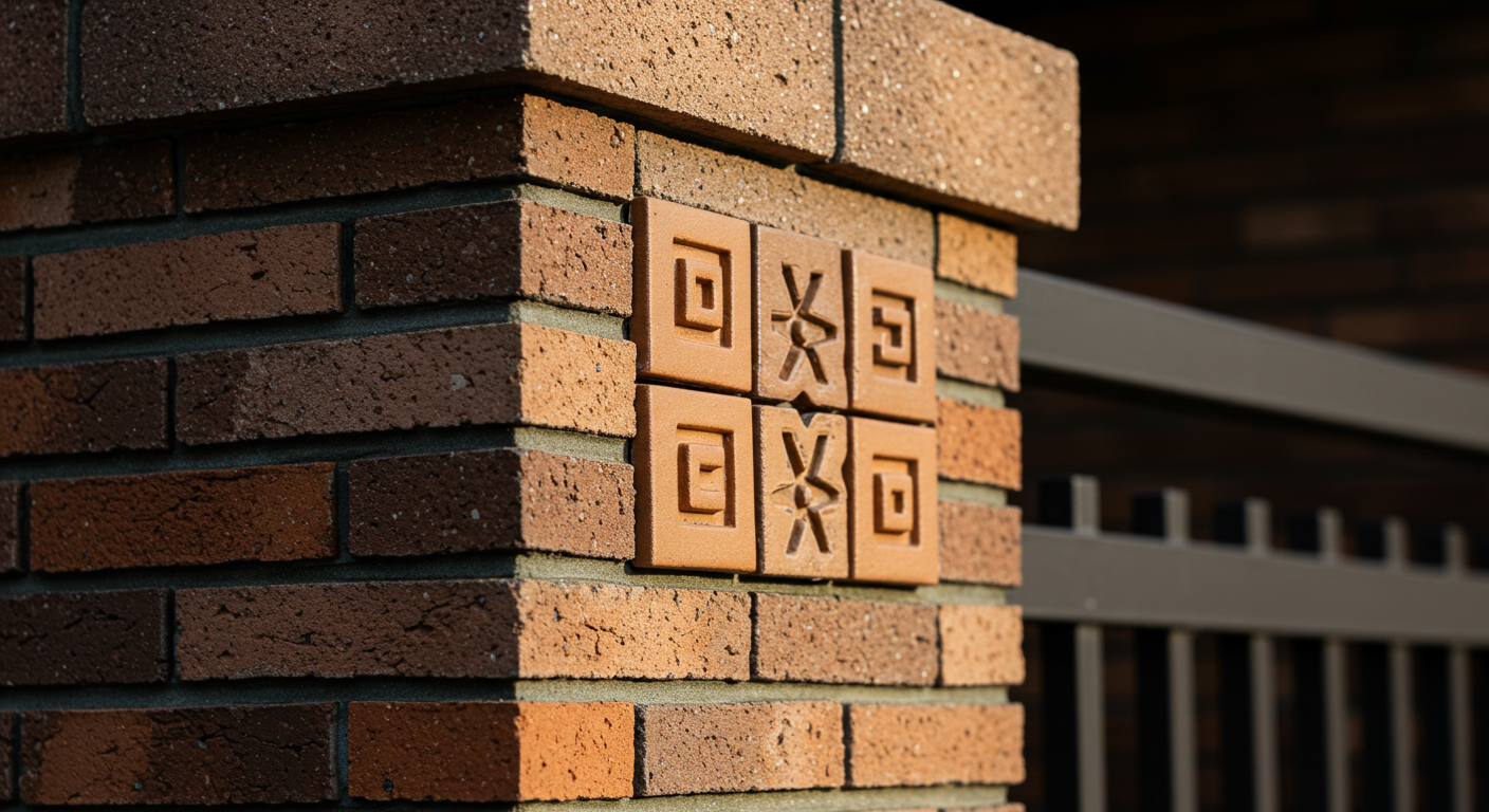 タイルとレンガを組み合わせた美しい門柱デザイン