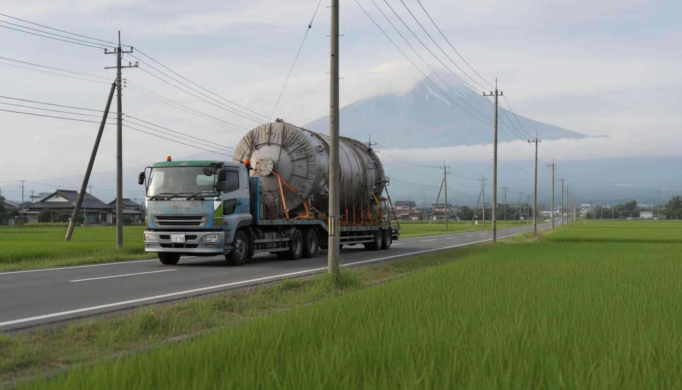 特殊車両通行許可制度の概要を示す道路と大型トラックのイメージ
