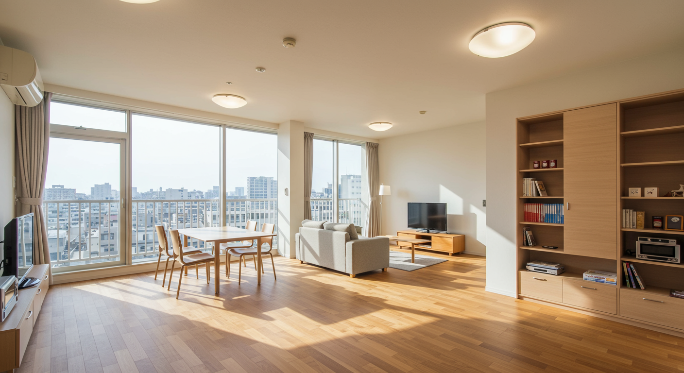 港区の明るく開放的なファミリー向けマンションのリビングダイニング