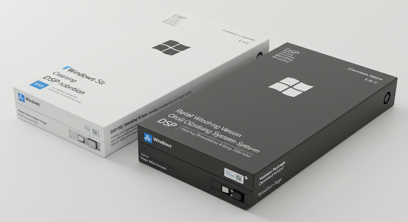 Windows OSのDSP版と通常版パッケージの比較画像