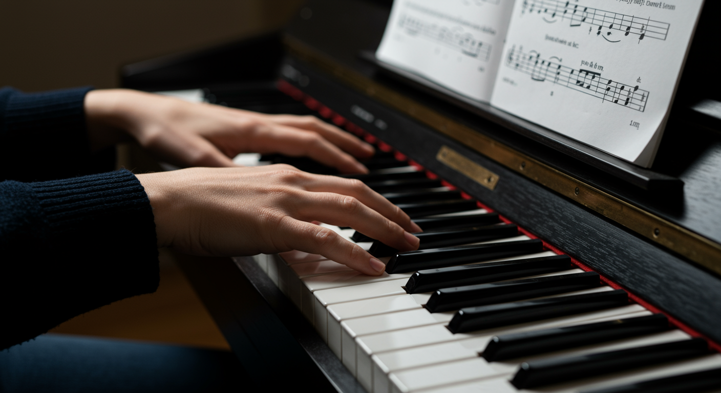 ピアノを通じて音感とリズム感を養う様子